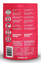 PureBites freeze-dried cat treats shrimp RAW close-up showing crisp texture and aroma.