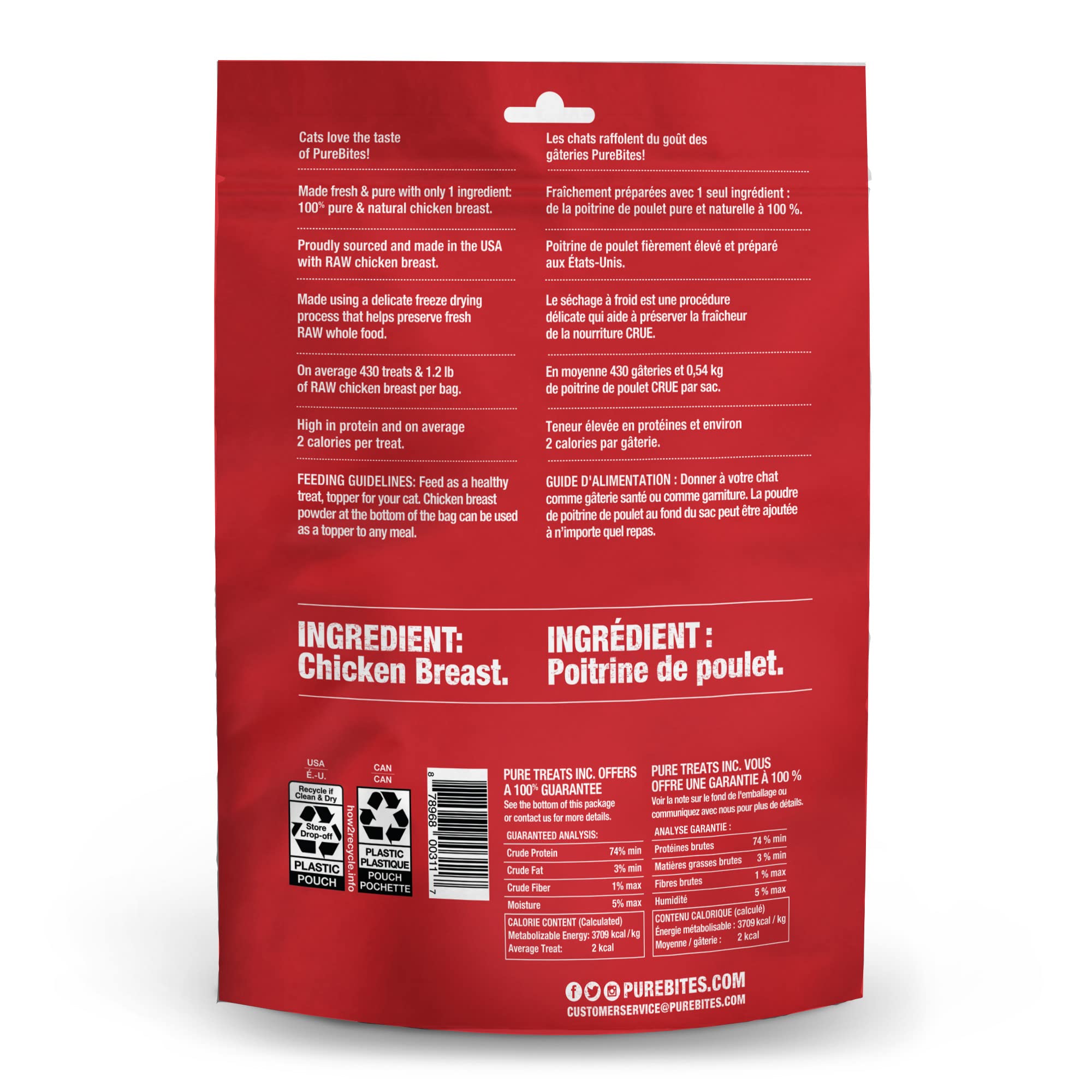 PureBites freeze-drying process image demonstrates premium preservation of RAW chicken for freshness and nutrients.