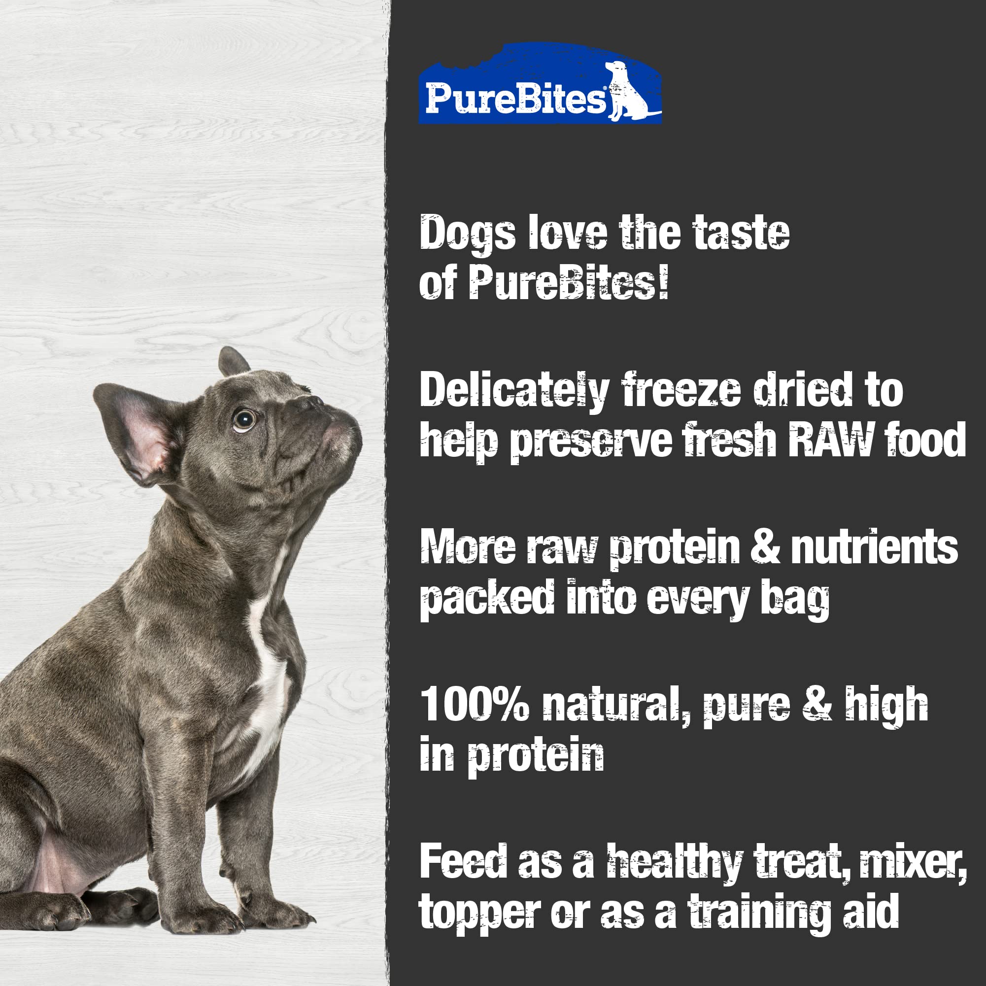 PureBites high-protein, low-calorie dog treat image ideal for training or everyday snacking
