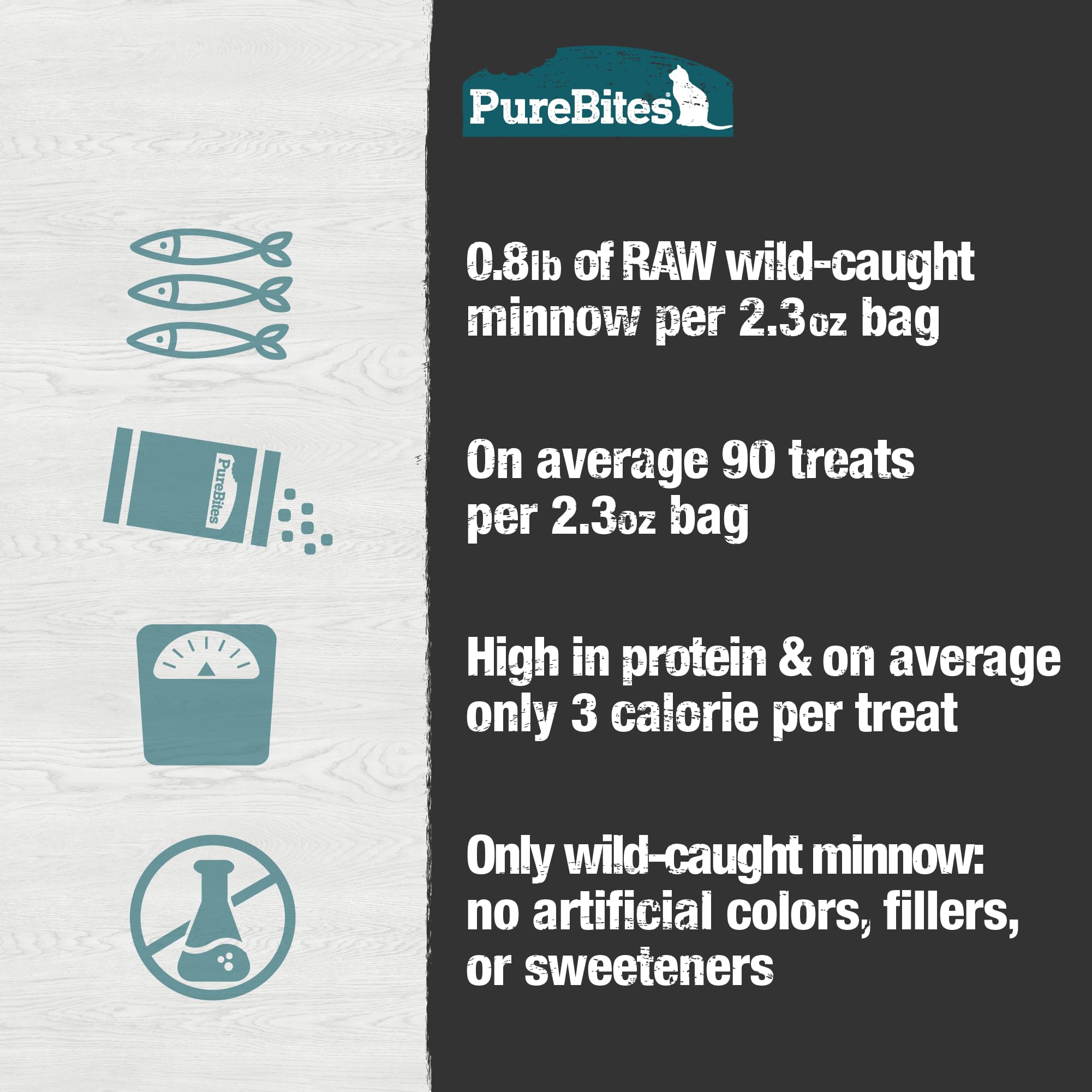 PureBites Minnow cat treat in use during feeding time for a happy snack.