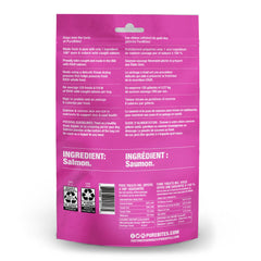 PureBites salmon dog treats ingredients label emphasizes 1 ingredient and USA origin.