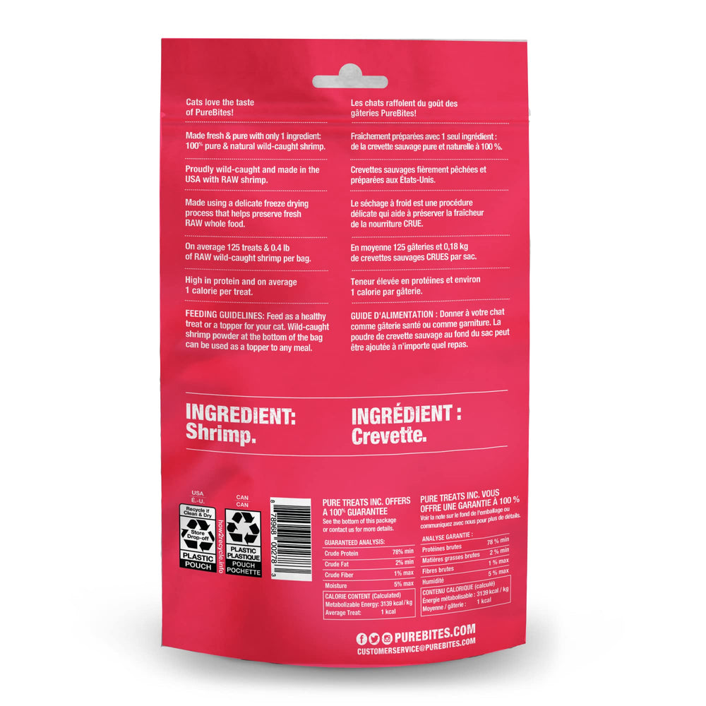 PureBites shrimp freeze-dried cat treats close-up texture shows crisp, appealing crunch.