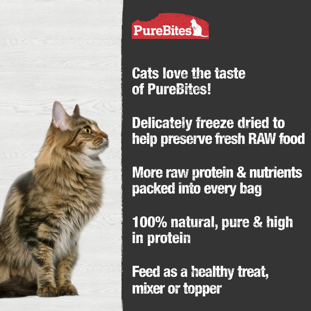 PureBites treats close-up bag display highlights high protein and low calories.