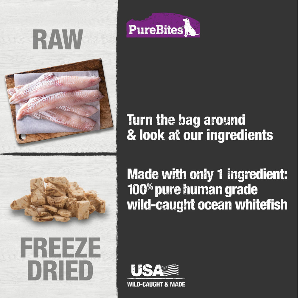PureBites Whitefish Freeze-Dried Treats 425 treats per bag—great value
