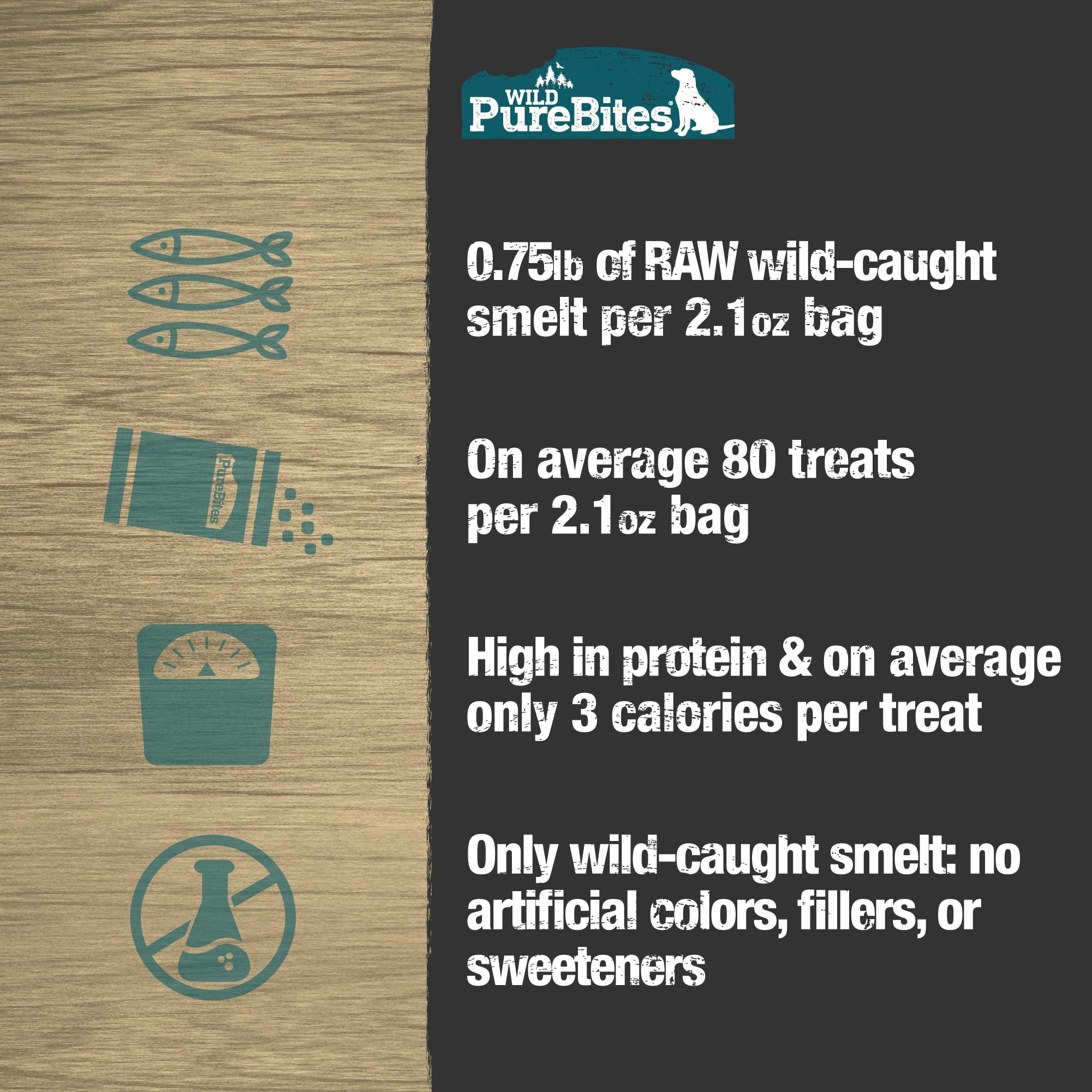 PureBites Wild Smelt freeze-dried treats serving dish demonstrates easy training reward