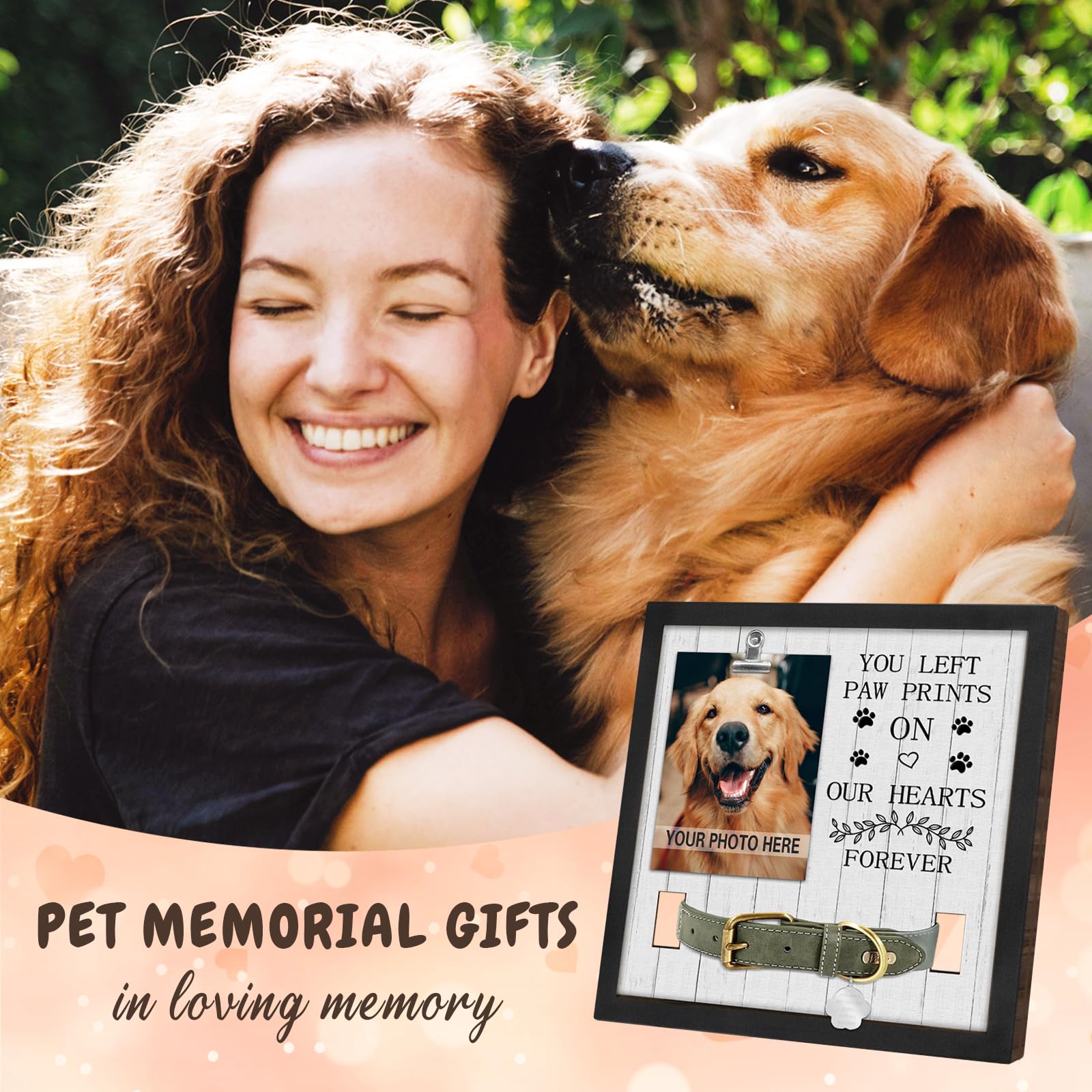 PureFly paw-prints motif frame displays a favorite dog photo as a remembrance keepsake.