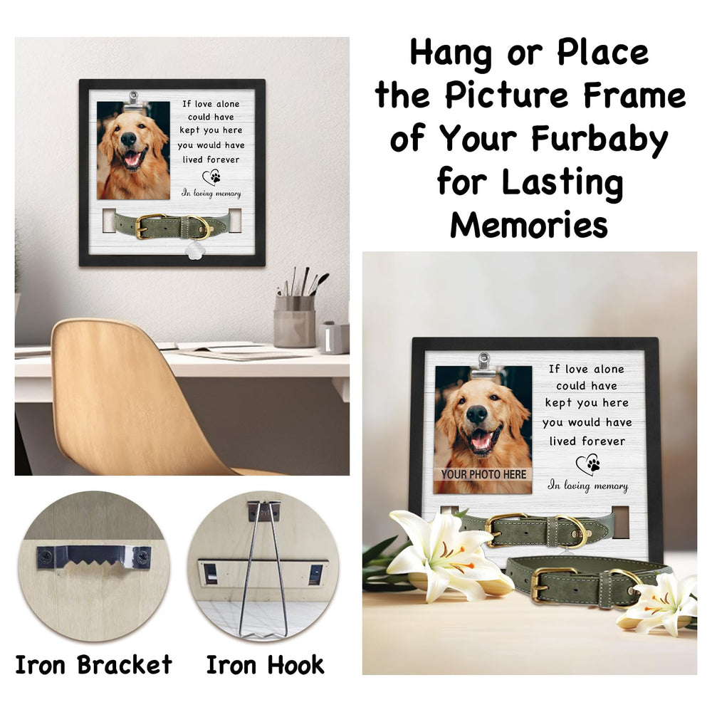 PUREFLY memorial frame photo display showcases a beloved pet portrait.