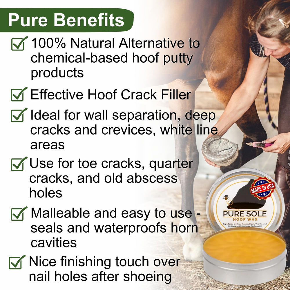 Applying Pure Sole Hoof Wax to a hoof for a smooth protective layer.