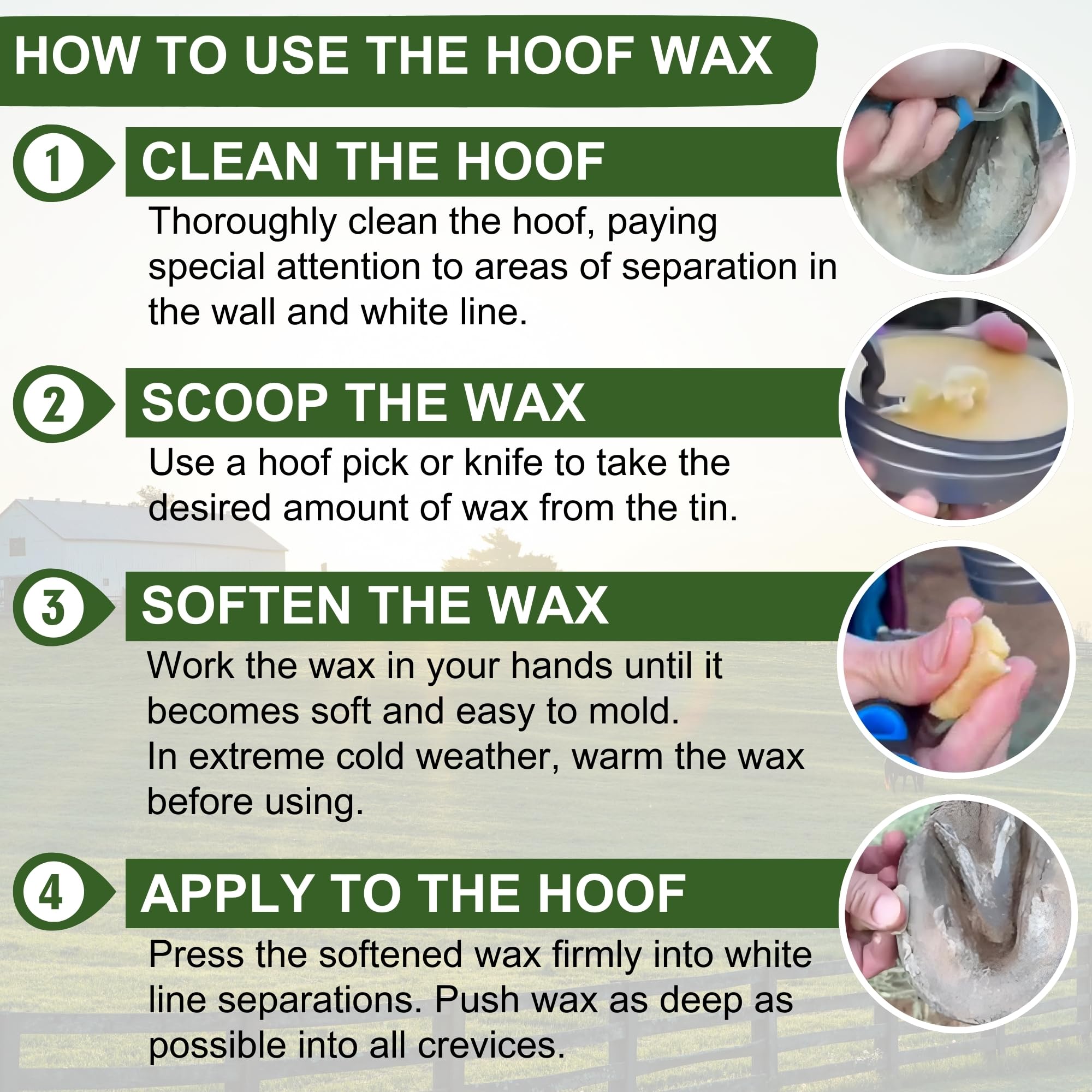 Protective coating on a hoof after shoeing with Pure Sole Hoof Wax.