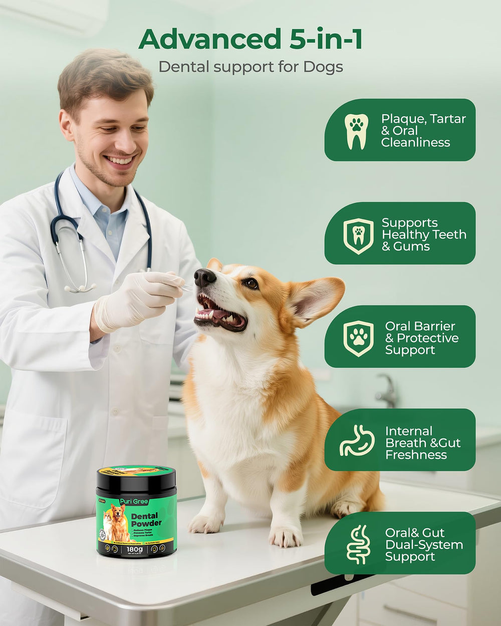 PuriGree breath-freshener scene emphasizes odor control during daily meals