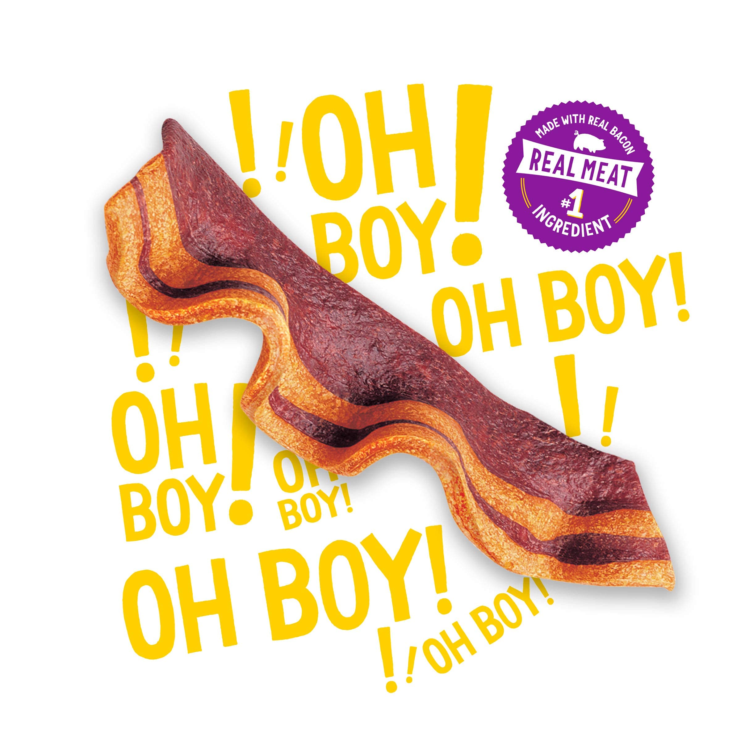 Purina Beggin' Strips bacon-cheese ingredients-list highlights real meat first ingredient.