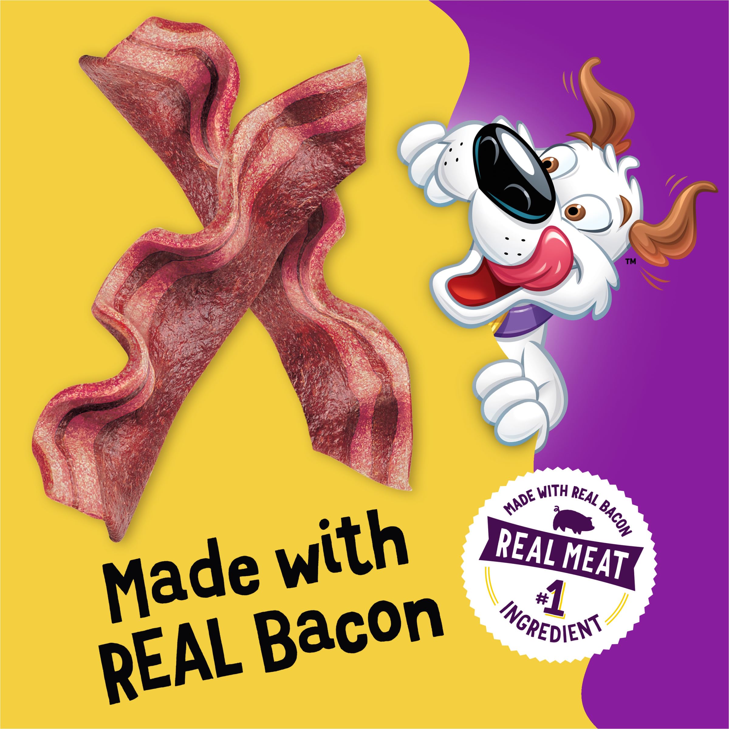 Purina Beggin' Strips resealable pouch keeps freshness for after-meal snacking.