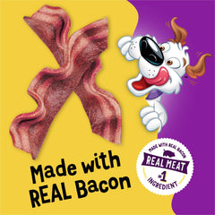 Purina Beggin' Strips resealable pouch keeps freshness for after-meal snacking.