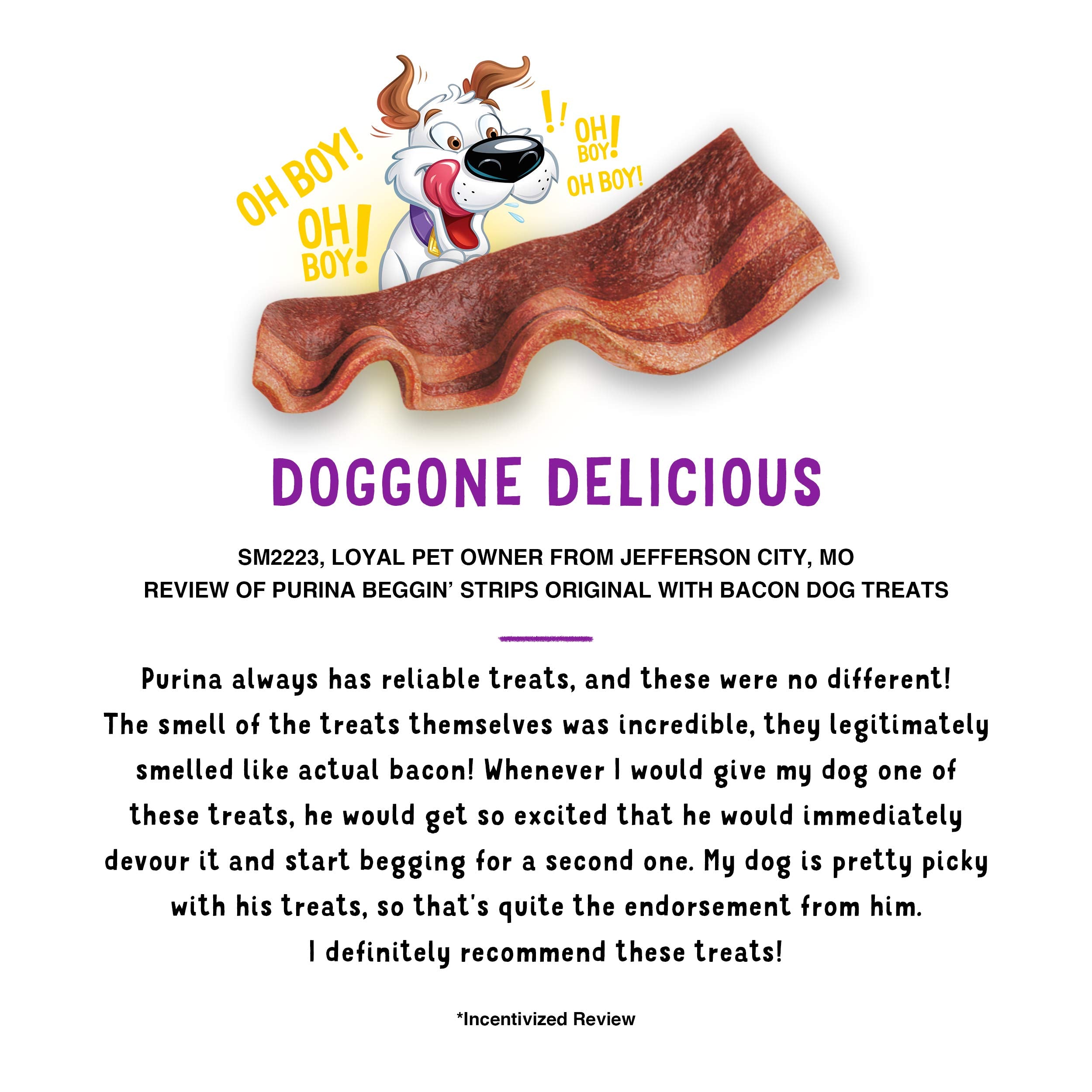 Purina Beggin' Strips produced in U.S. facilities highlights quality sourcing.