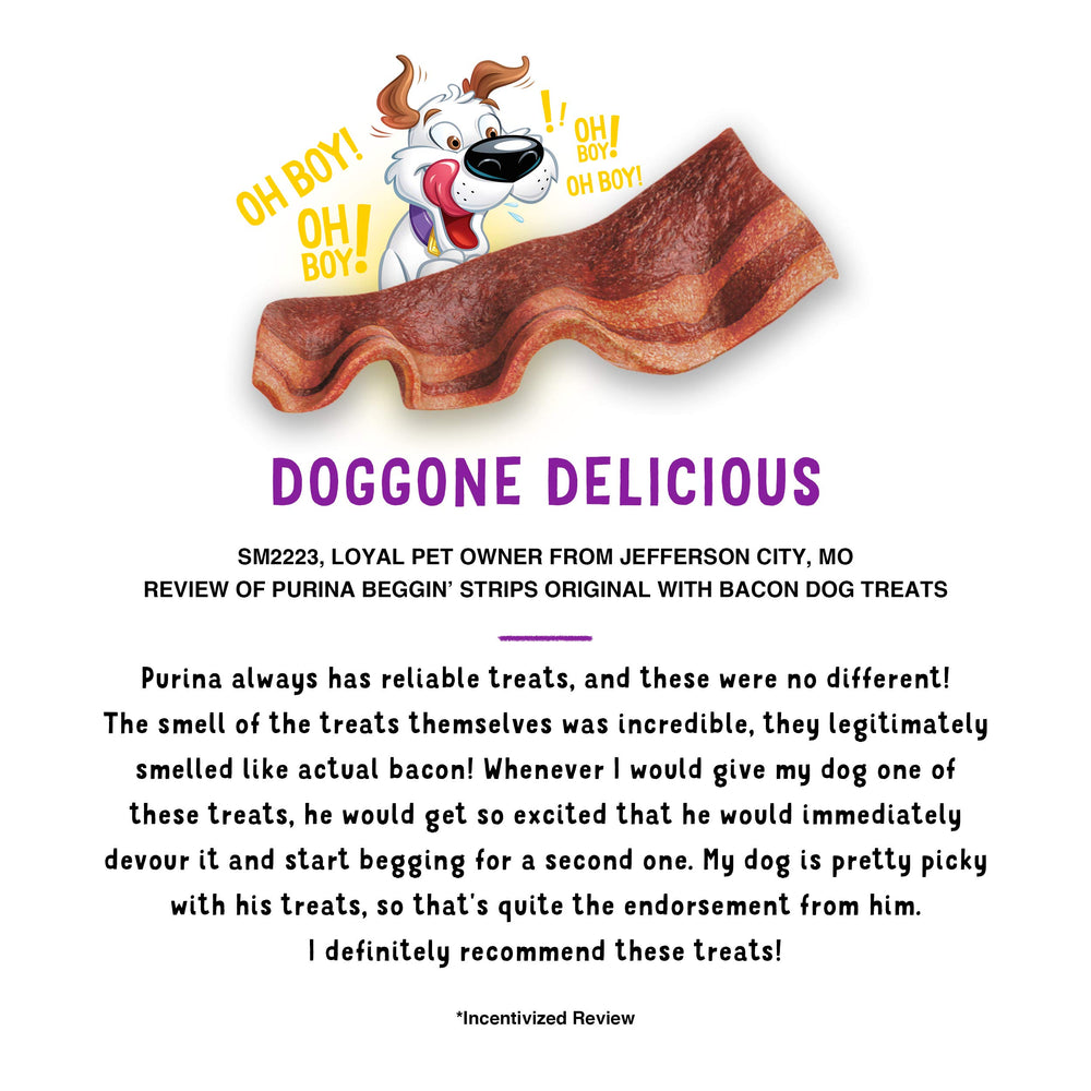 Purina Beggin' Strips produced in U.S. facilities highlights quality sourcing.