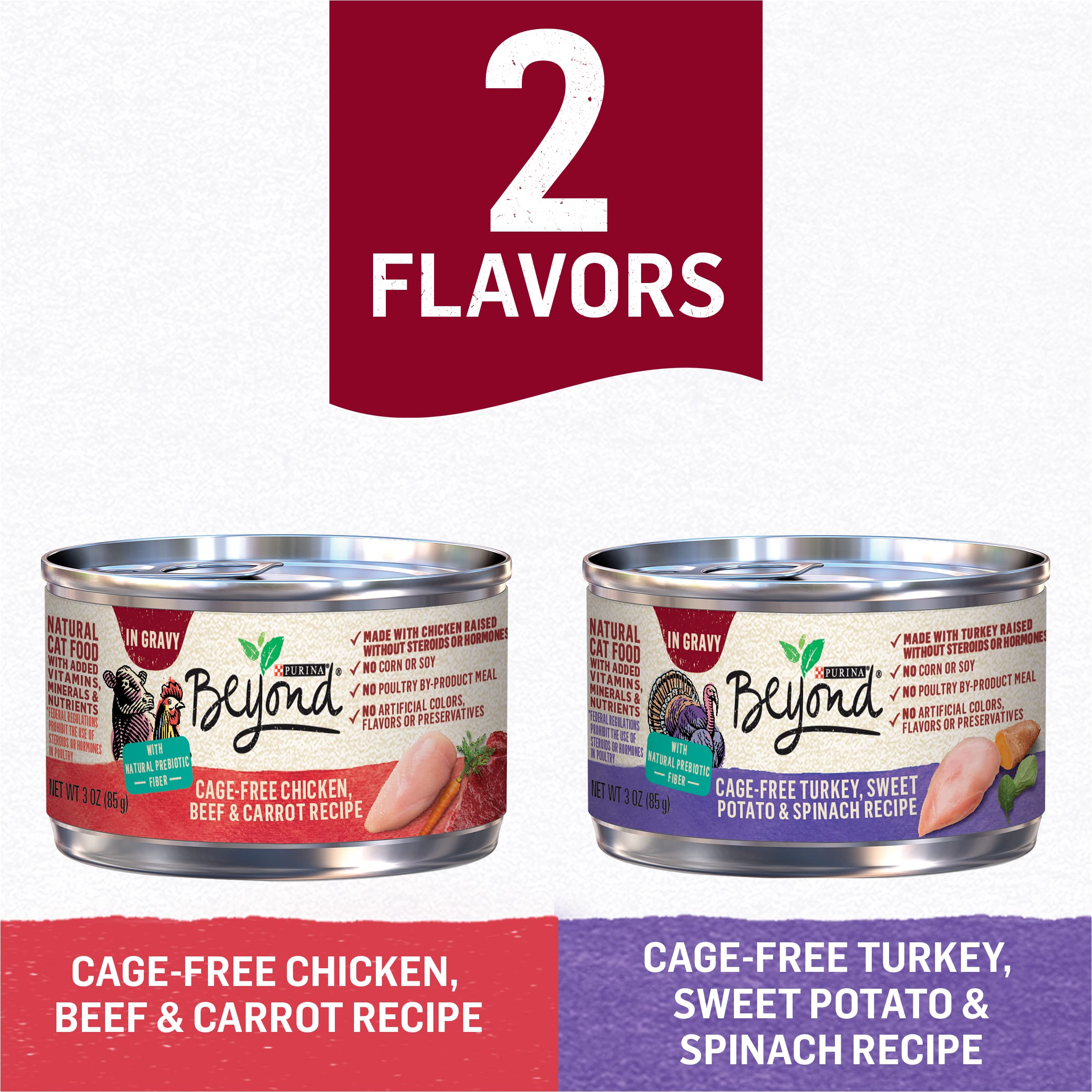 Purina Beyond chicken-beef-carrot-wet cat-food ingredients label image signals transparency.