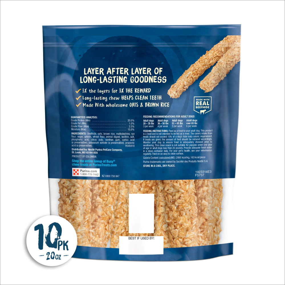 Purina Busy Chewnola bolsa-10unidades, snack práctico para razas medianas