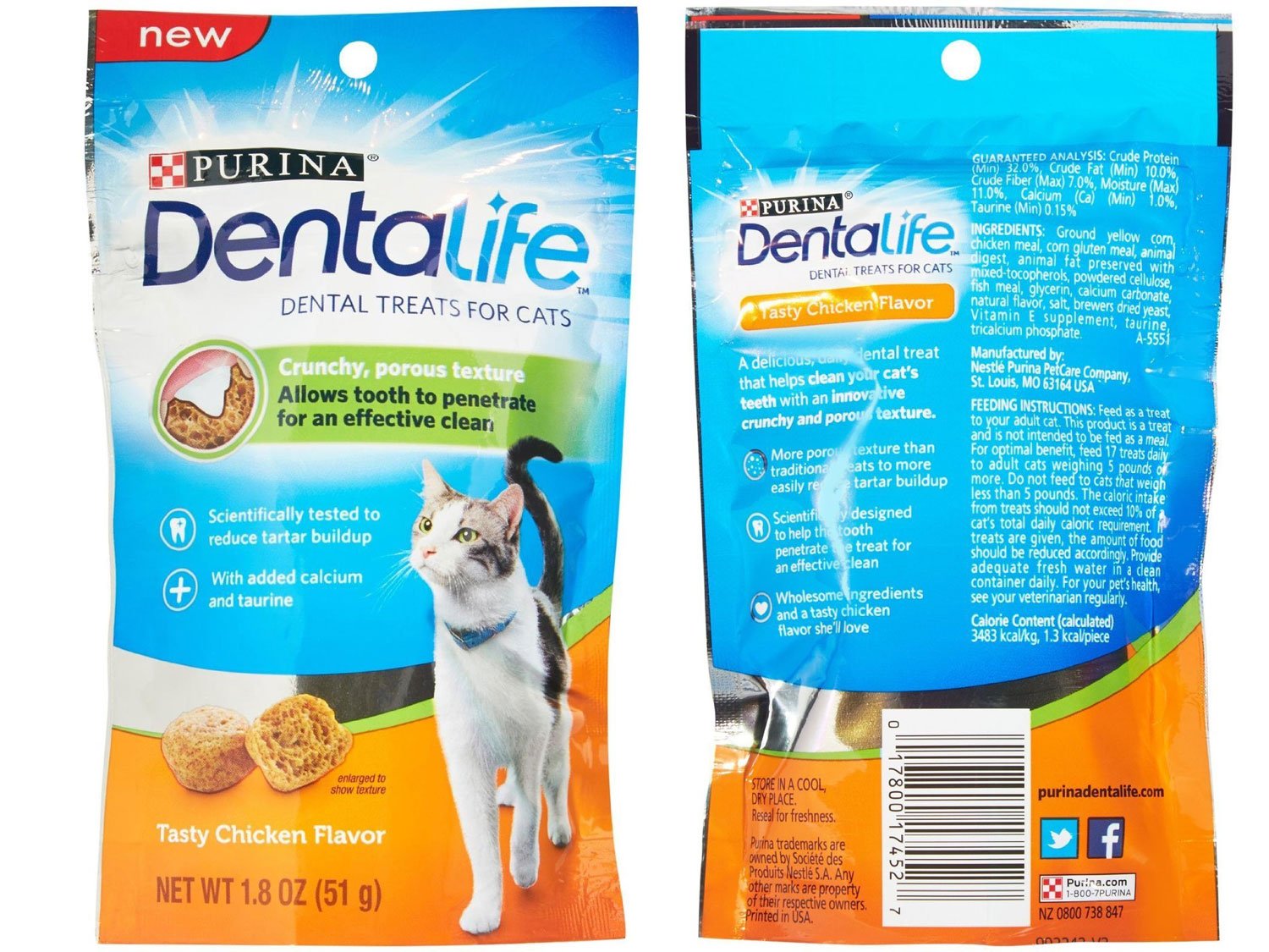 Purina Dentalife: pollo crujiente para gatos, snack práctico para la higiene bucal.
