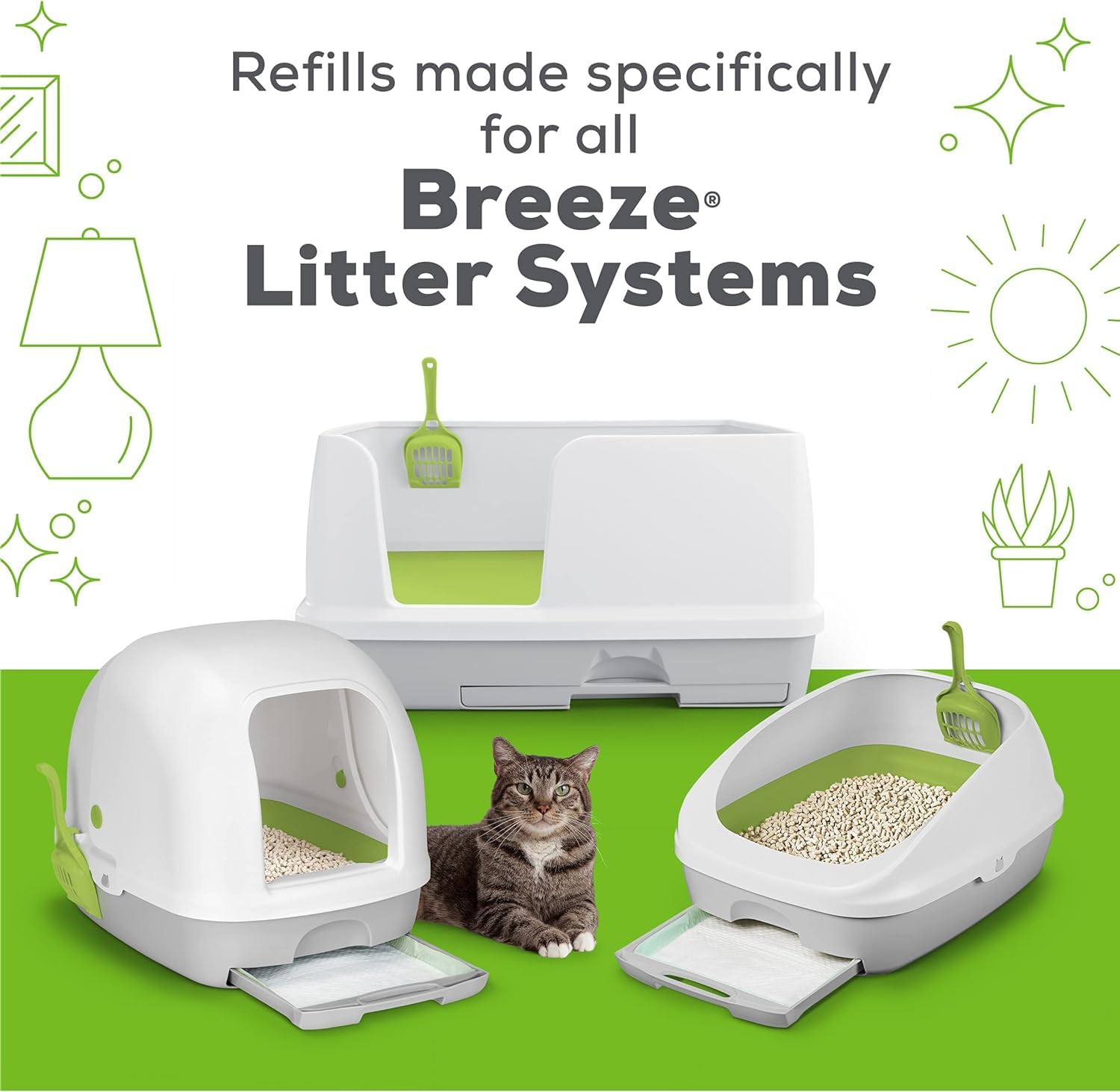 Purina Litter Breeze box maintenance tips shown for cleaner litter areas.