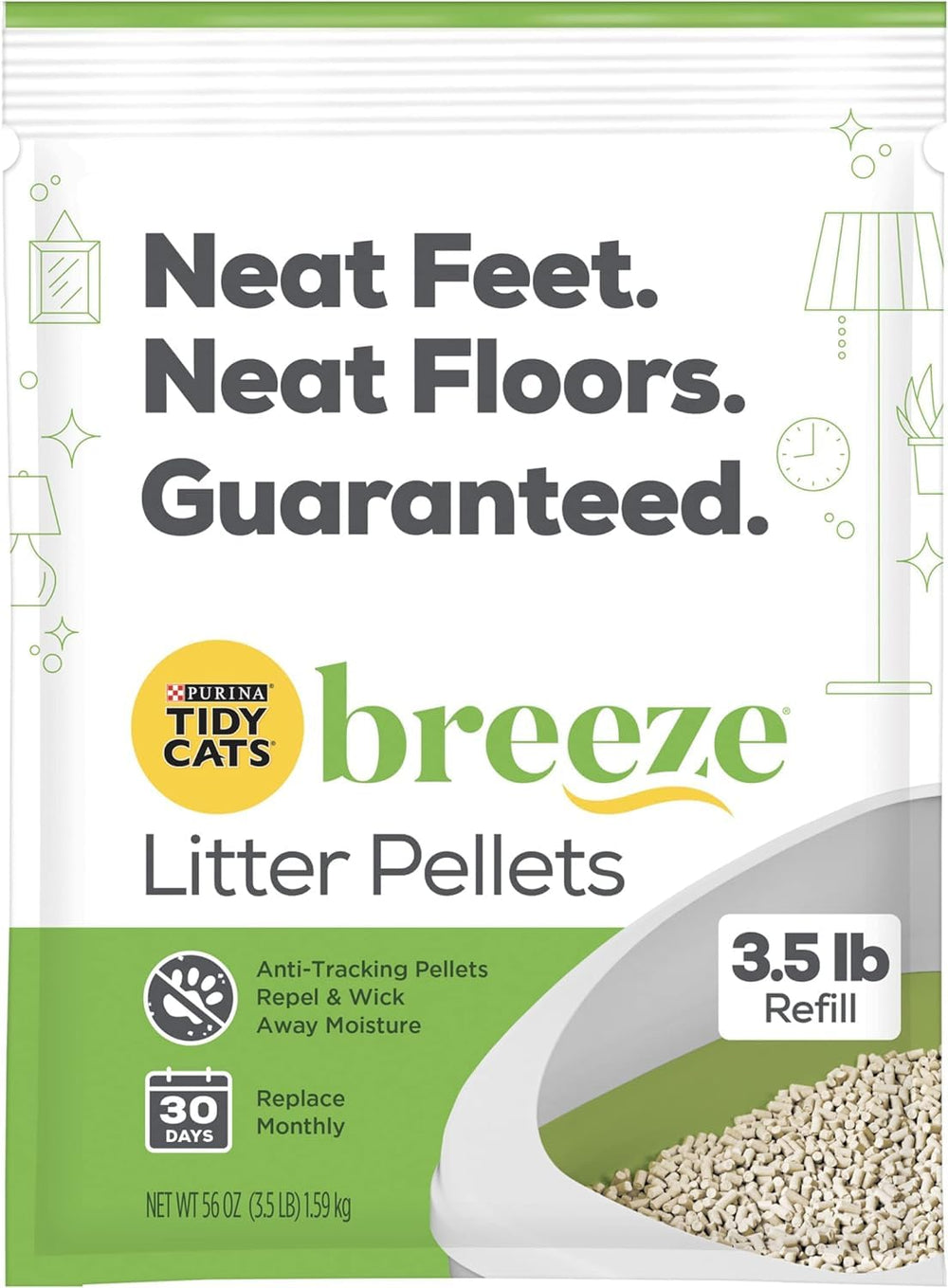 Purina Litter Breeze pellets pour for easy refills and mess-free setup.