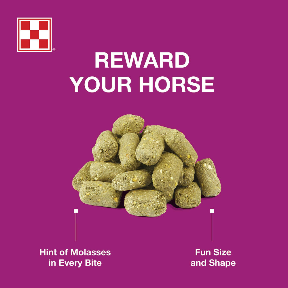 Purina Nicker Makers treats close-up, highlighting tasty flavor horses love during daily routines.