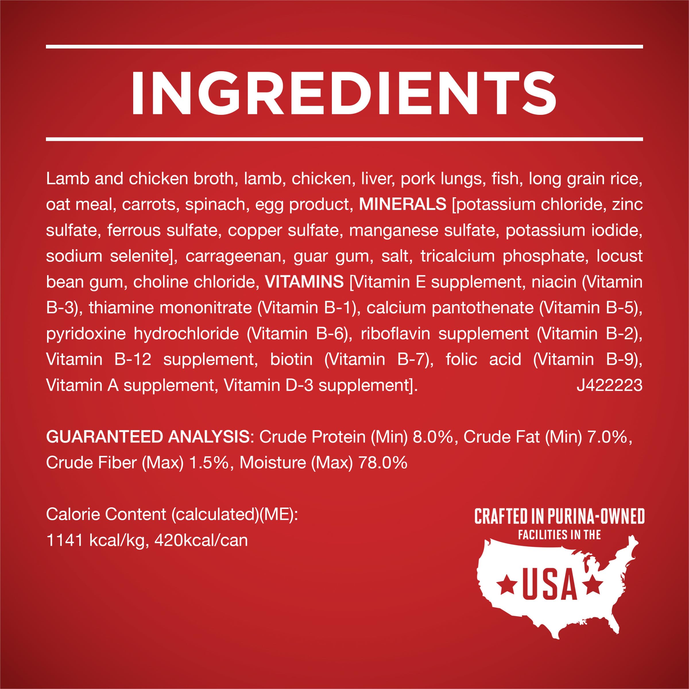 Purina ONE Plus nutrition facts label communicates balanced ingredients for puppy growth.
