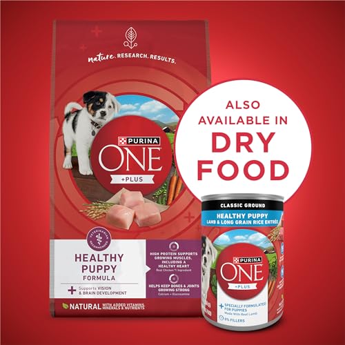 Purina ONE Plus real lamb tender shreds evoke tasty, satisfying meals for puppies.
