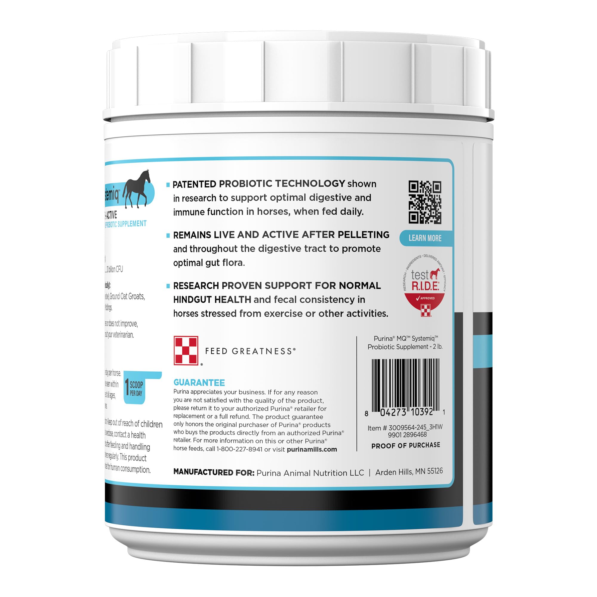 Purina Systemiq probiotic packaging on shelf ready for daily use.