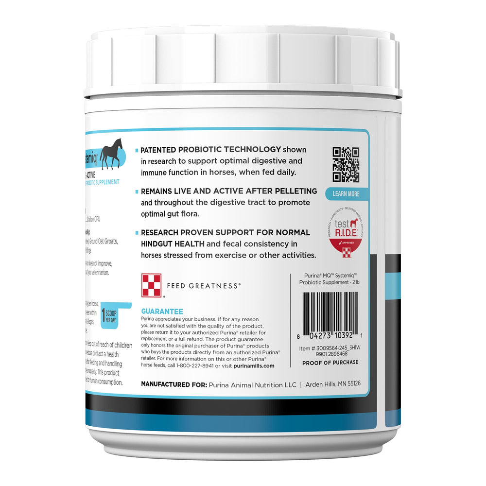 Purina Systemiq probiotic packaging on shelf ready for daily use.
