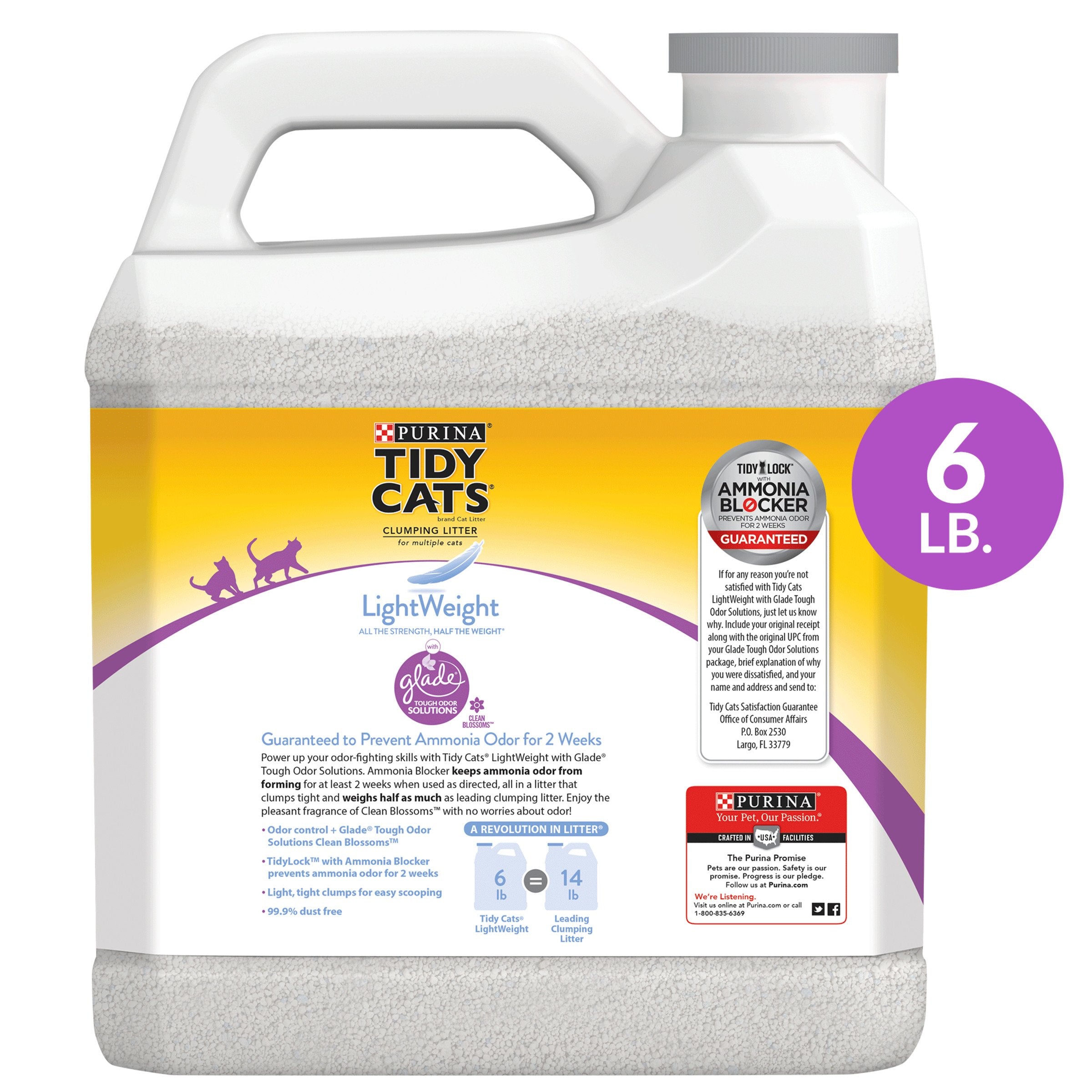 Purina Tidy Cats glade-clean-blossoms scent closeup — gentle fragrance helps keep the area fresh.