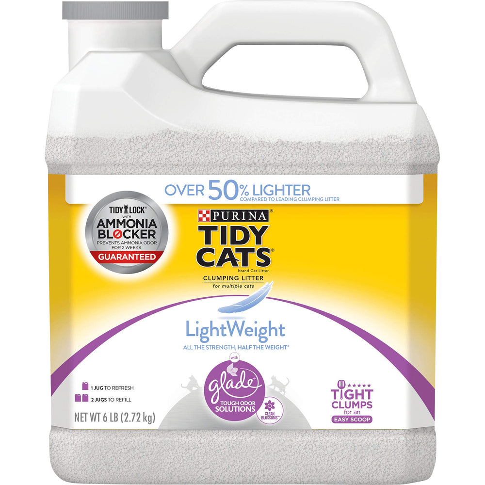 Purina Tidy Cats light-weight litter jug 6lb — easy pour for quick changes.