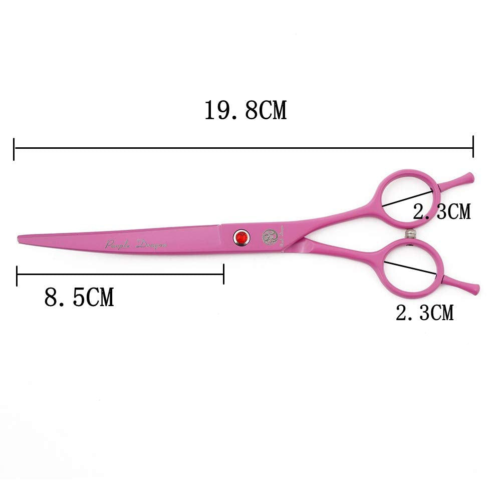 Purple Dragon curved shear closeup demonstrates versatile grooming options.