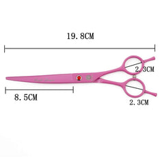 Purple Dragon curved shear closeup demonstrates versatile grooming options.