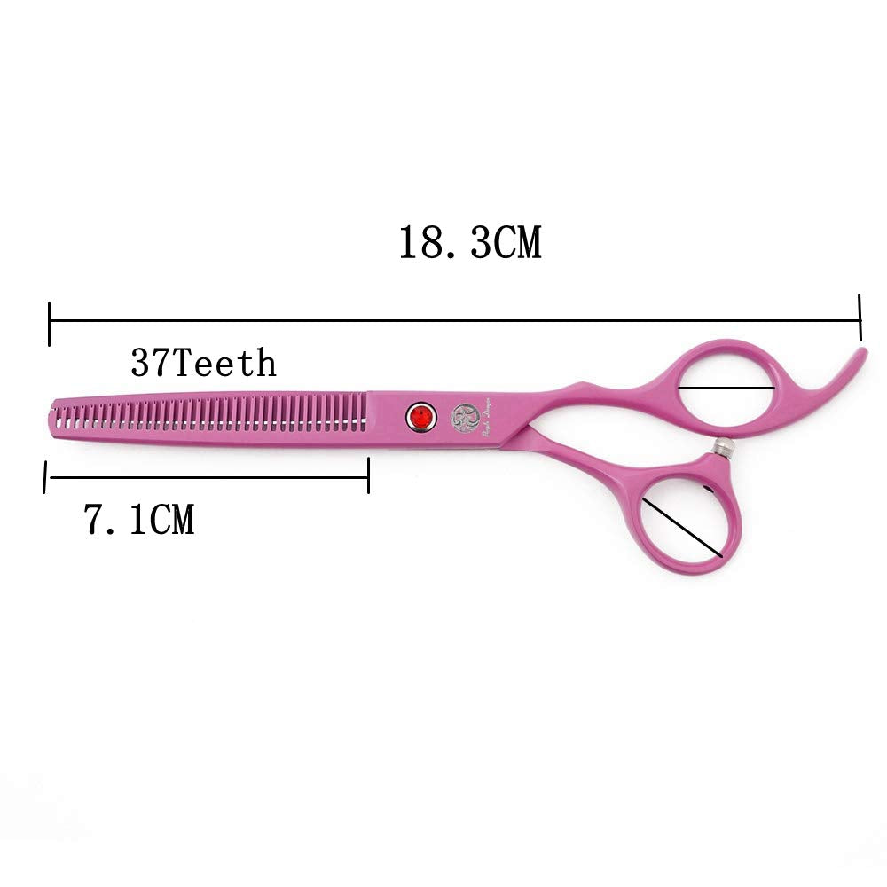 Purple Dragon thinning blade closeup highlights 25-35% thinning rate capability.