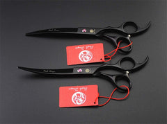 Purple Dragon 7in straight-cutting scissor closeup provides long-hair precision for body fur.