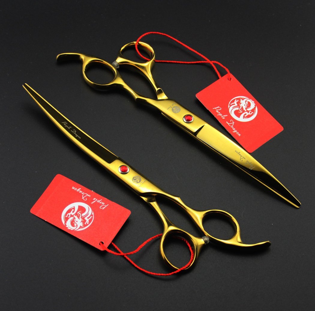 Purple Dragon 7in straight cutting scissor for clean long-hair body cuts.