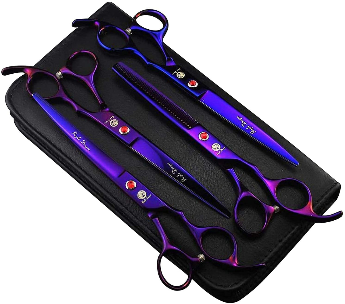 Purple Dragon 7in straight scissor for precise body trimming and styling