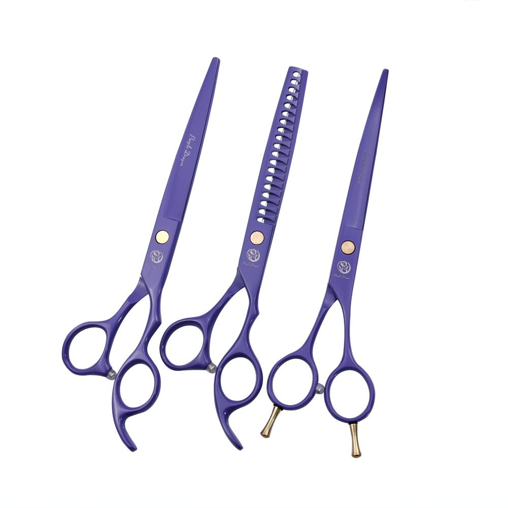Purple Dragon 7-inch grooming shear close-up blade for precise cuts
