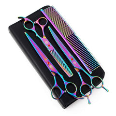 Purple Dragon 7inch rhinestone grooming scissors deliver precise pet trims with stylish flair.