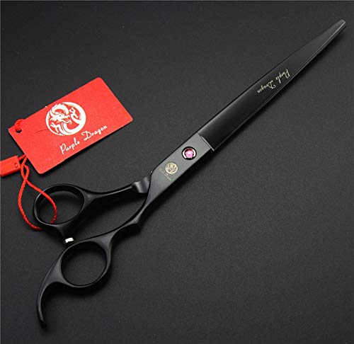 Purple Dragon 8-inch thinning scissors at 25-35% rate for textured coats.