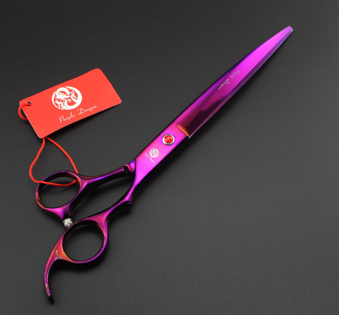 Purple Dragon 8inch pet grooming scissors ergonomic handle improves comfort during grooming