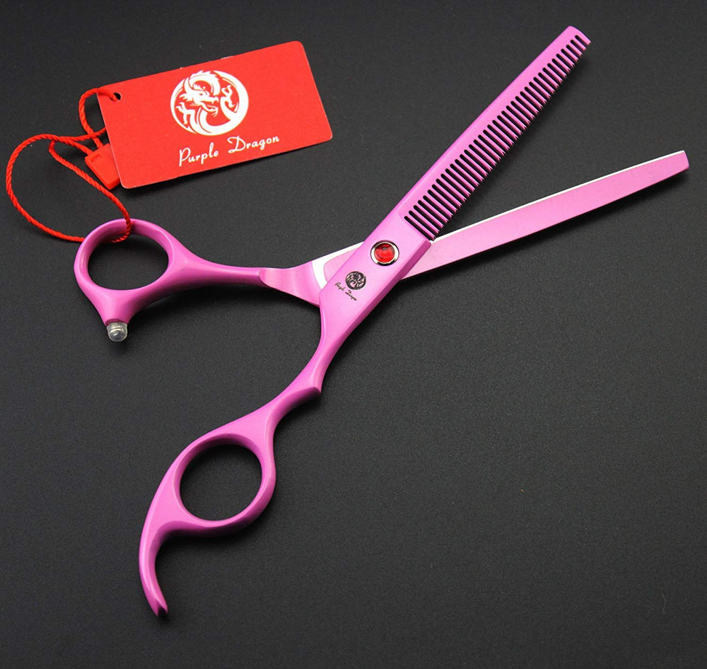 Purple Dragon balanced-design grooming scissors offer comfortable long-use handling.