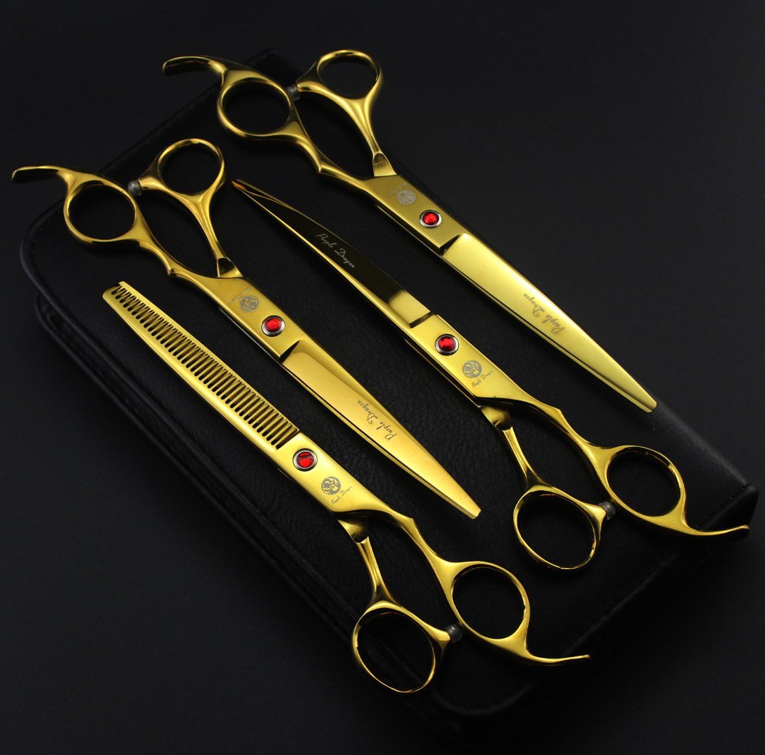 Purple Dragon case and holder secures four scissors for travel and storage.