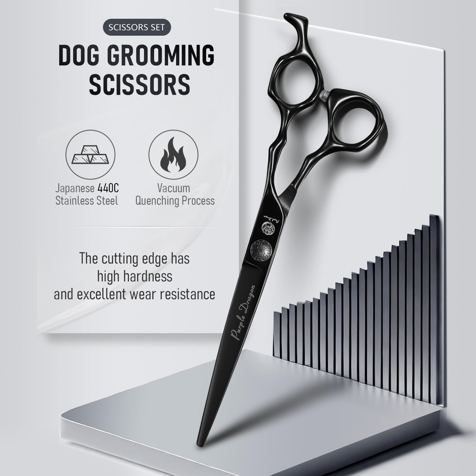 Purple Dragon detangling comb enables easy brushing and snag-free grooming.