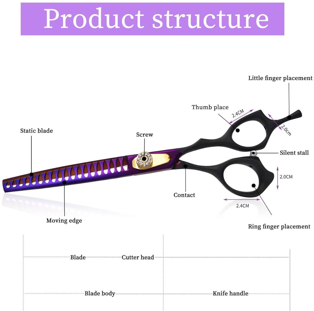 Purple Dragon pet chunker shear 6-8 inch for efficient thinning and shaping.
