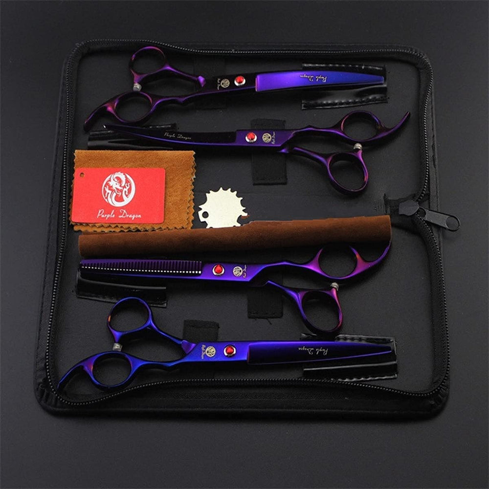Purple Dragon silent grooming scissors reduce pet stress during trims