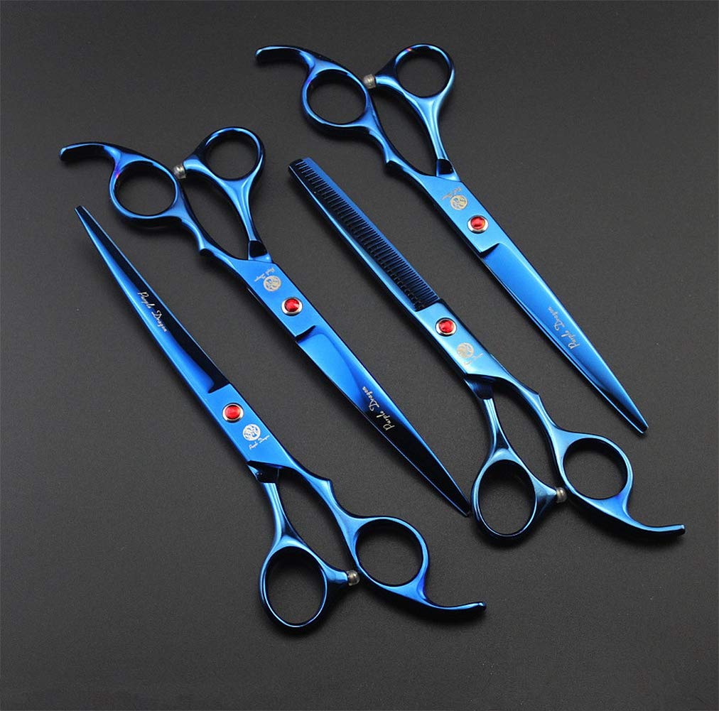 Purple Dragon silent-handle scissors reduce noise for sensitive pets