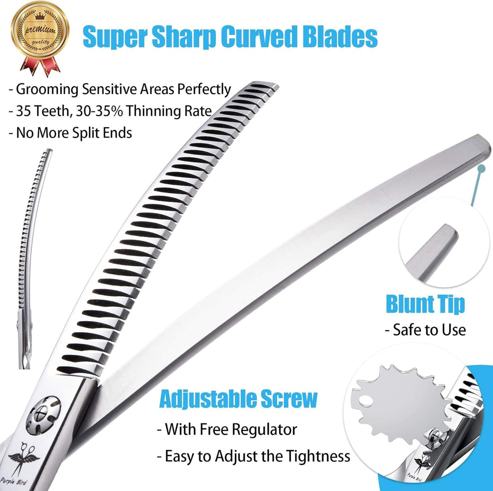 PurpleBird 440C Japanese stainless steel dog scissors for durable thinning