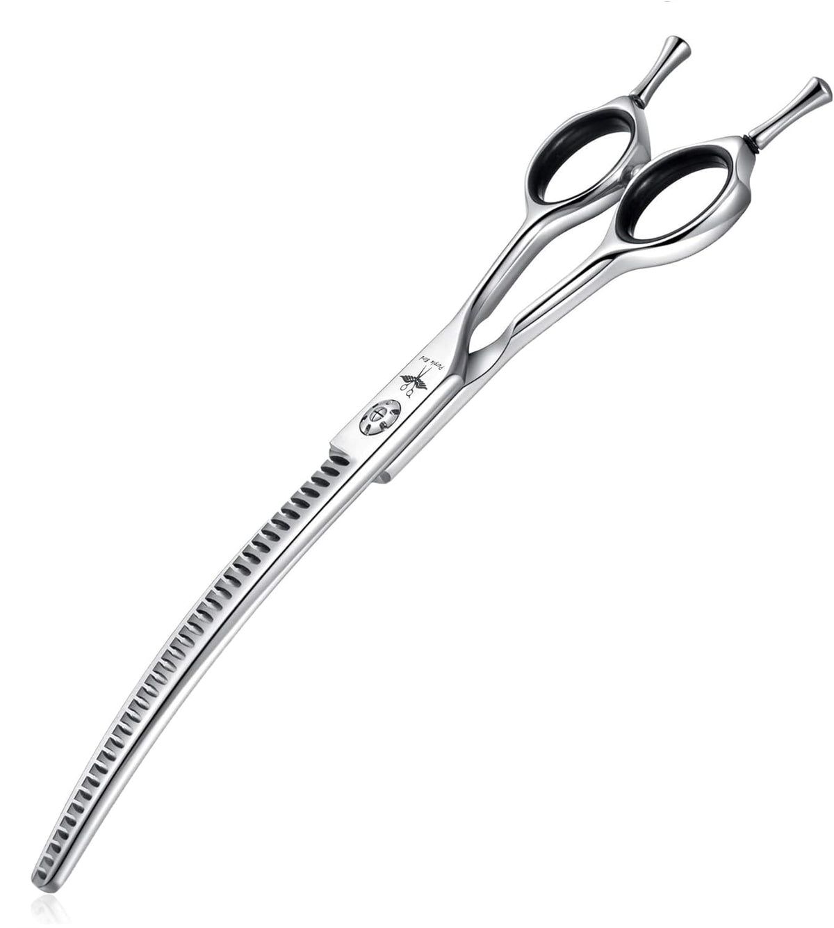 PurpleBird 7-inch downward-curved dog grooming scissors for precise trimming