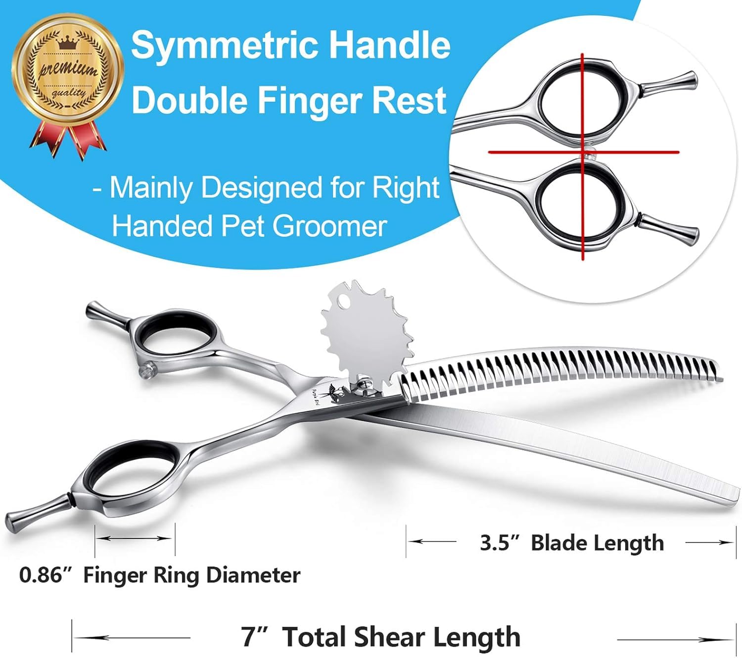 PurpleBird curved blunt-tip dog scissors enabling safer trimming around skin